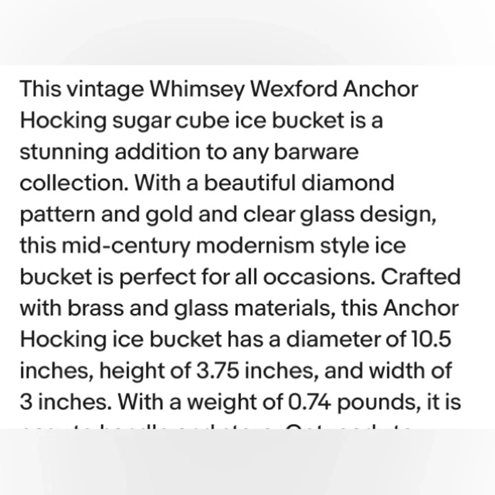 Vintage 60s Anchor Hocking Whimsy Wexford Crystal and Brass Sugar Bucket
